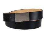 Calvin Klein Men's Black Logo Plaque Belt