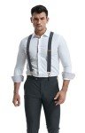 Gray Heavy Duty Men's Suspenders with Swivel Hooks