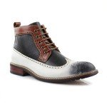 Ferro Aldo Men's Wing-Tip Plaid Dress Boots