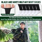 12 Pairs Black & White Military Crew Boot Socks