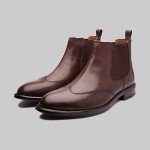 Allonsi Charles Brown Leather Chelsea Boots for Men