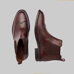 Allonsi Charles Brown Leather Chelsea Boots for Men
