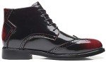 Men's Burgundy Leather Brogues Ankle Dress Boots