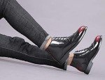 Men's Burgundy Leather Brogues Ankle Dress Boots