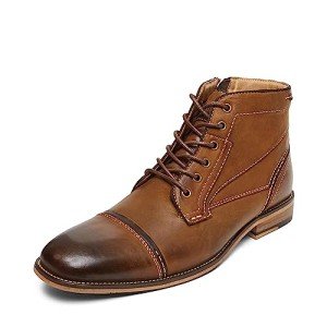 Steve Madden Men's JEFFRIES Dark Tan Leather Boots