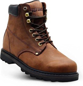 Men's Insulated Leather Work Boots - Dark Brown