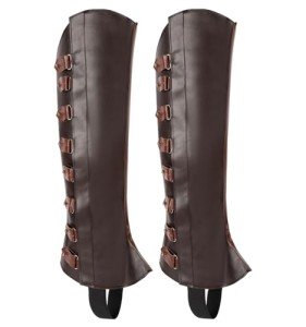 Men's Brown Faux Leather Medieval Boot Covers
