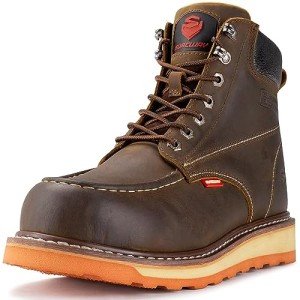 Men's Heavy-Duty Steel Toe Work Boots - Brown