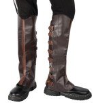 Men's Brown Faux Leather Medieval Boot Covers