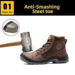 Men's Steel Toe Work Boots - Slip Resistant, Brown