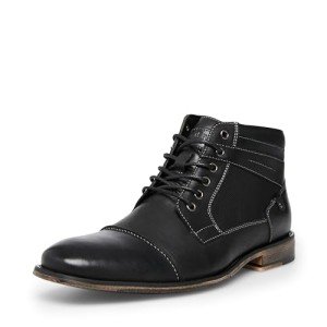 Steve Madden Men's Black Leather Combat Boots