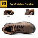 Men's Steel Toe Work Boots - Slip Resistant, Brown