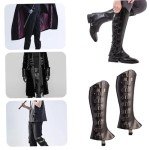 Men's Medieval Leg Armor Boot Covers - Black
