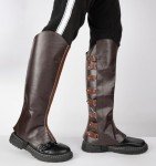 Men's Brown Faux Leather Medieval Boot Covers