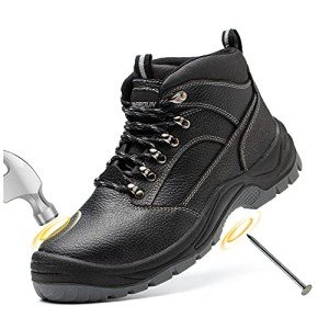 Men's Real Leather Steel Toe Work Boots