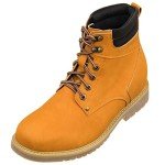 CALTO Men's Leather Elevator Work Boots - Brown