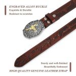 Floral Engraved Western Leather Cowboy Belt