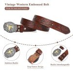 Floral Engraved Western Leather Cowboy Belt