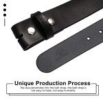 HJONES Men's Leather Belt Strap - Silver Snap 1.5