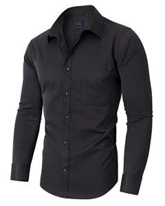 Men's Long Sleeve Wrinkle-Free Dress Shirt with Pocket