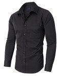 Men's Long Sleeve Wrinkle-Free Dress Shirt with Pocket