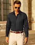 Slim Fit Long Sleeve Button Down Shirt - Black