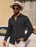 Slim Fit Long Sleeve Button Down Shirt - Black