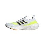 Adidas Ultraboost 21 Men's Running Shoes - White/Black/Solar Yellow