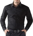 Slim Fit Long Sleeve Button Down Shirt - Black