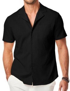 Men's Short Sleeve Button-Up Dress Shirt with Pocket