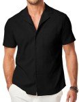 Men's Short Sleeve Button-Up Dress Shirt with Pocket