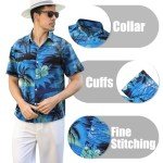 Men's Blue Hawaiian Button-Up Summer Shirt