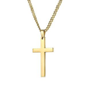 RIVETING JEWELRY 14K Gold Chain Style Cross Pendant Necklace Solid Clasp for Men,Grandpa, Religious for Charms Miami Cuban Link Diamond Cut, Gold