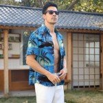 Men's Blue Hawaiian Button-Up Summer Shirt