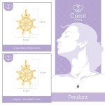 Carol Jewelry 14k Solid Yellow Gold Ship Rudder Shaped Pendant for Necklace for Women and Men