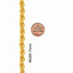 7mm 24k Gold-Plated Rope Chain Necklace for Men