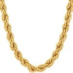 7mm Gold Plated Rope Chain Necklace for Men