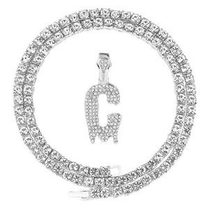 Men's Iced Out Initial Letter Pendant Necklace