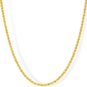 1mm Rope Chain Necklace - 24k Gold Plated