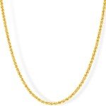 1mm Rope Chain Necklace - 24k Gold Plated