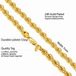 7mm Gold Plated Rope Chain Necklace for Men