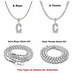 Men's Iced Out Initial Letter Pendant Necklace