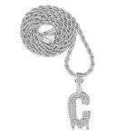 Men's Iced Out Initial Letter Pendant Necklace