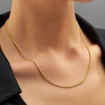 1mm Rope Chain Necklace - 24k Gold Plated