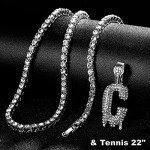 Men's Iced Out Initial Letter Pendant Necklace