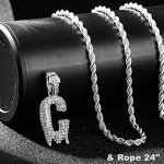 Men's Iced Out Initial Letter Pendant Necklace