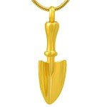 Men's Gold Stainless Steel Shovel Urn Necklace
