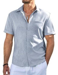 Men's Casual Short Sleeve Hawaiian Button-Up Shirt
