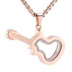 Rose Gold Guitar Cremation Necklace for Ashes