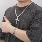 Men's Stainless Steel Gold & Silver Cross Jewelry Set